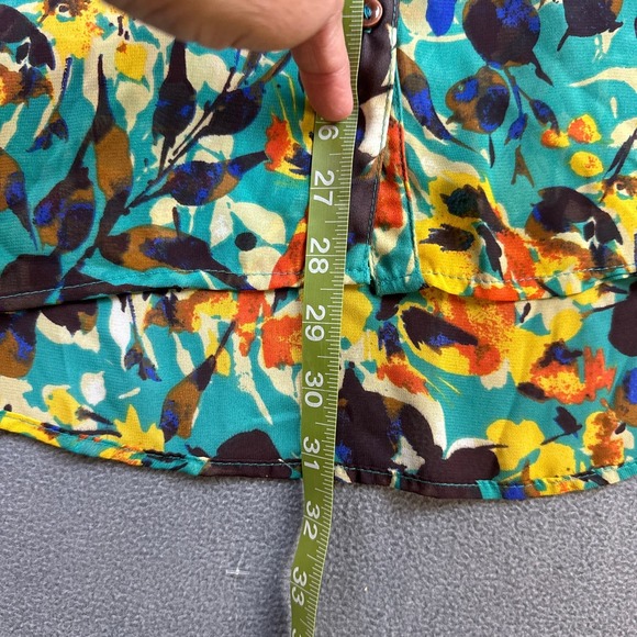 Kut From The Kloth Blouse Black Blue Mixed Floral Top Button Front Sheer Large - Picture 4 of 6